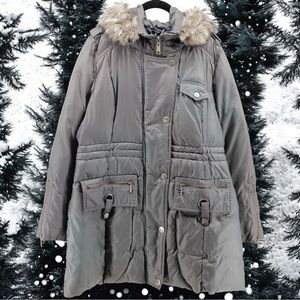 Y2K Miss Sixty Snow Winter Holiday Puffer Faux‎ Fur Hoodie Women's Size L